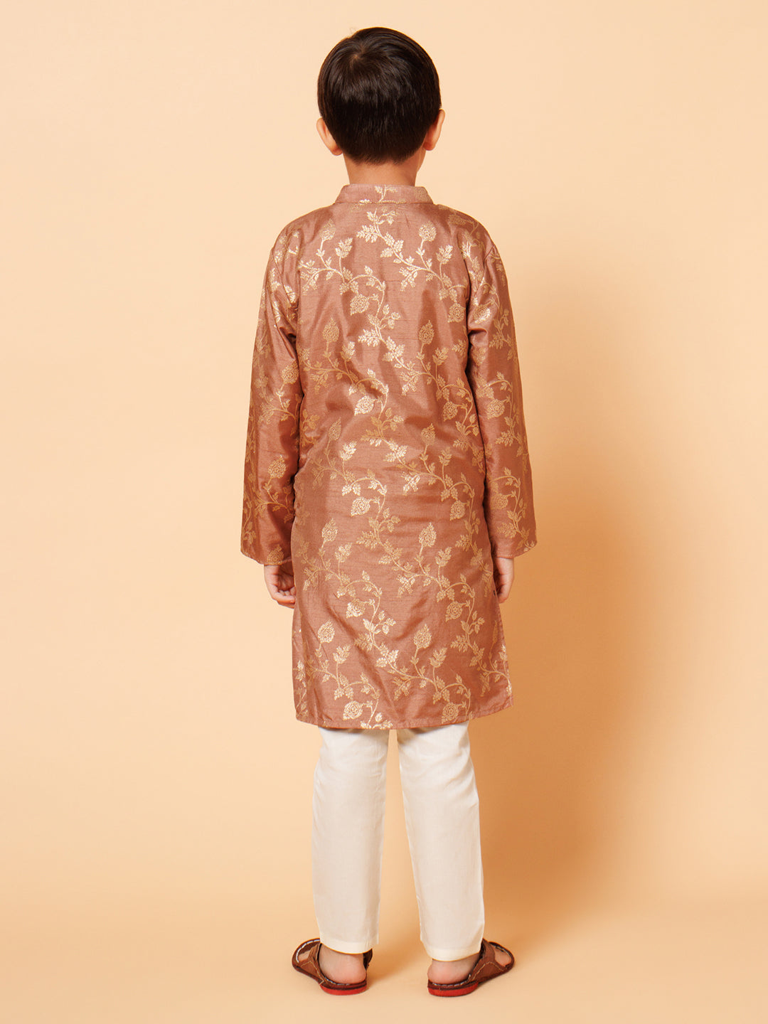 Piccolo Boys Brown Printed Kurta Pyjama set
