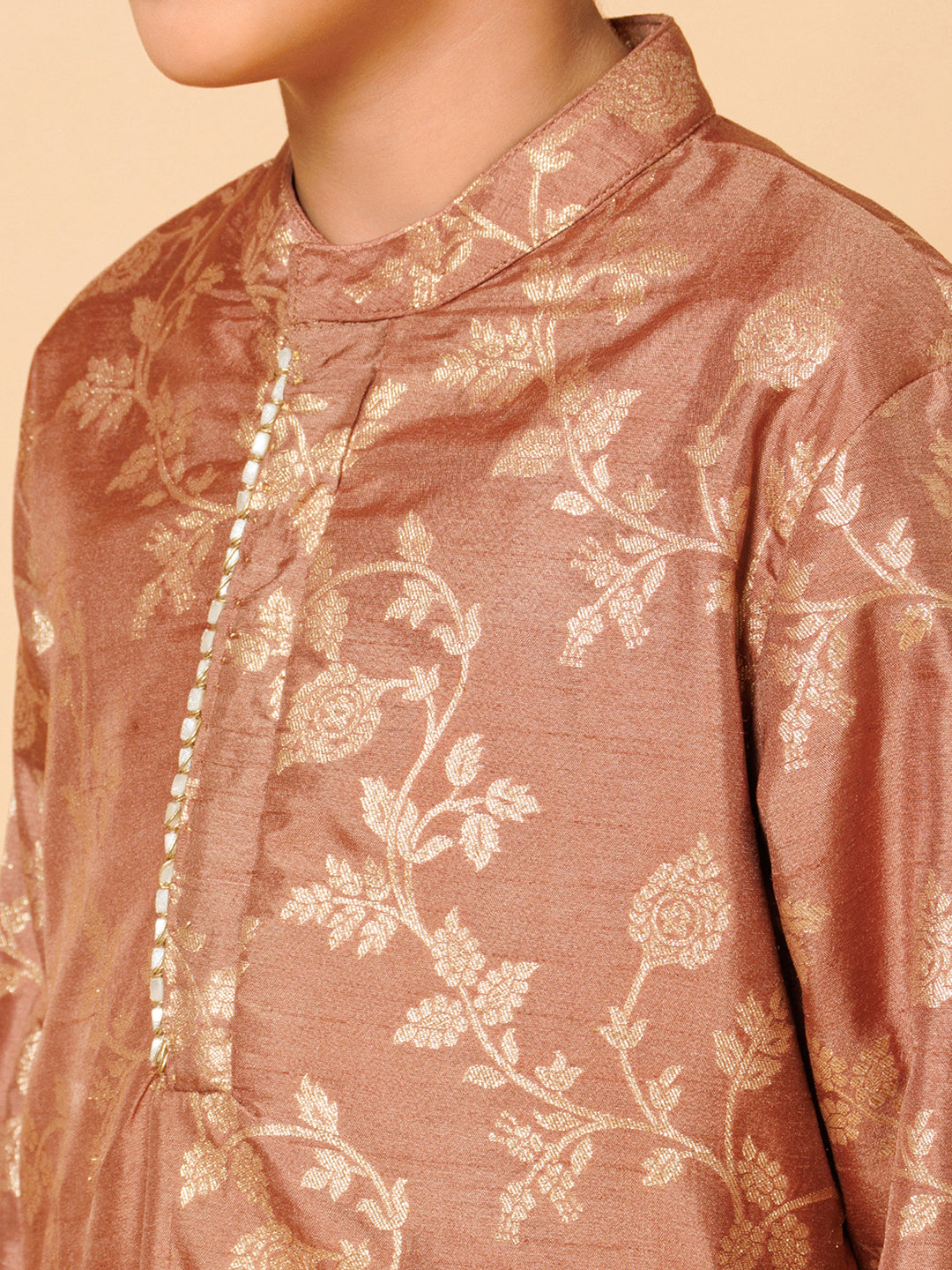 Piccolo Boys Brown Printed Kurta Pyjama set