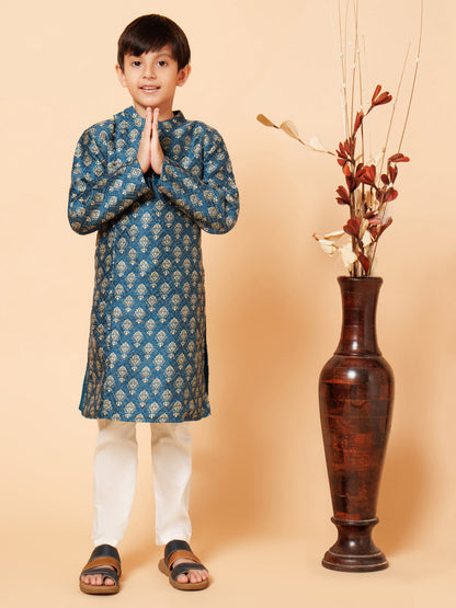 Piccolo Boys Teal Blue Sherwani set
