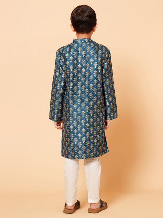 Piccolo Boys Teal Blue Sherwani set