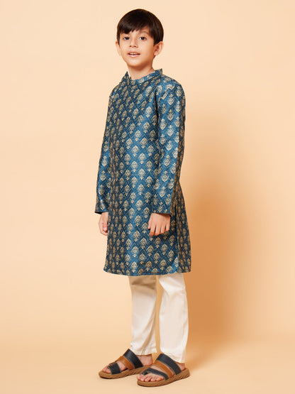 Piccolo Boys Teal Blue Sherwani set