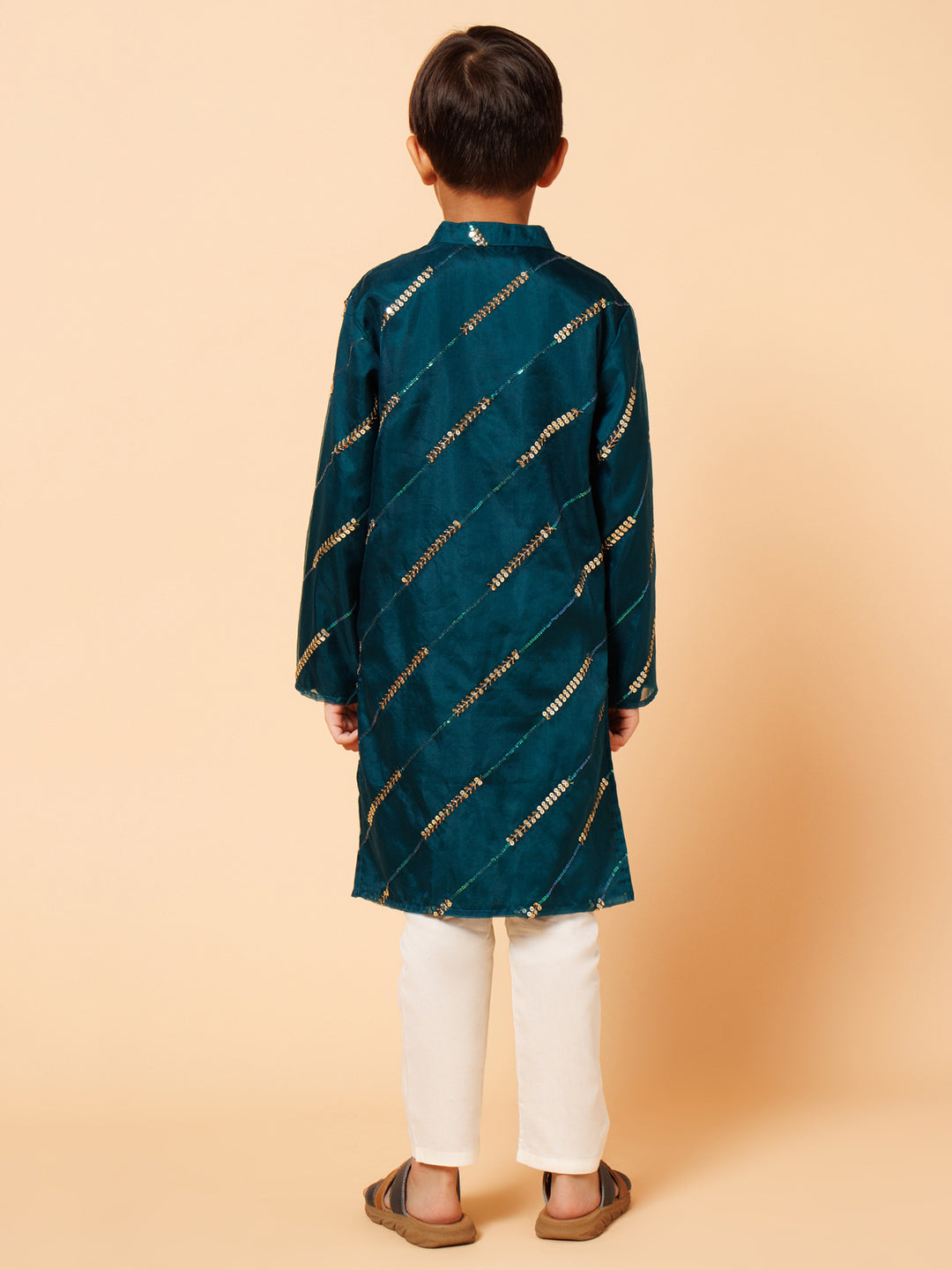 Piccolo Boys Green with Buti work Kurta Pyjama set