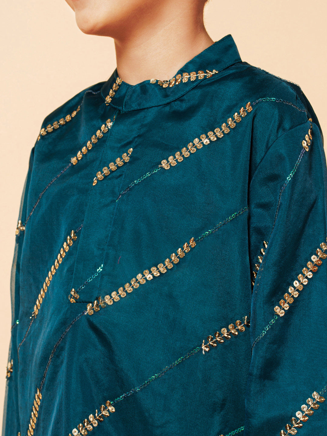 Piccolo Boys Green with Buti work Kurta Pyjama set