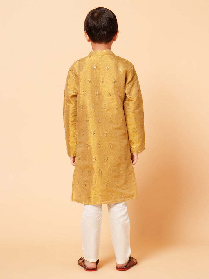 Piccolo Boys Golden With Buti Kurta Pyjama set