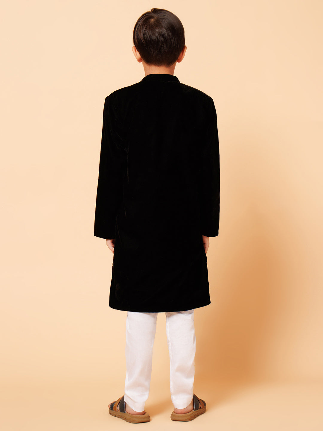 Piccolo Boys Black Velvet Sherwani Set