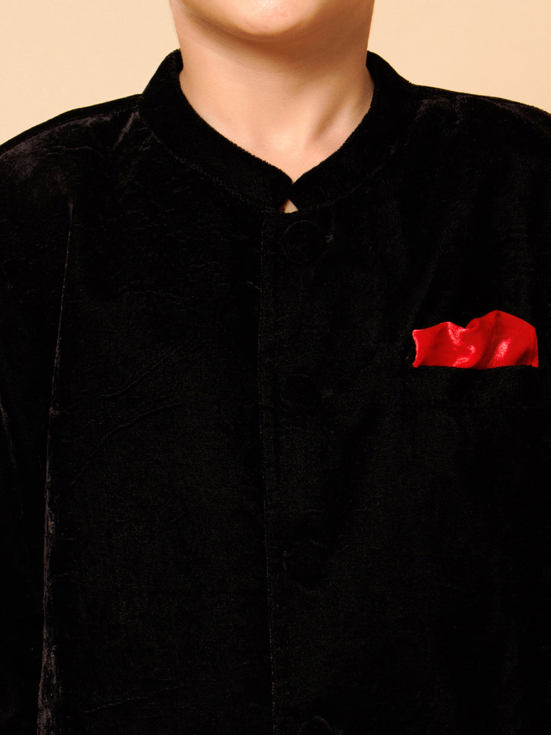 Piccolo Boys Black Velvet Sherwani Set