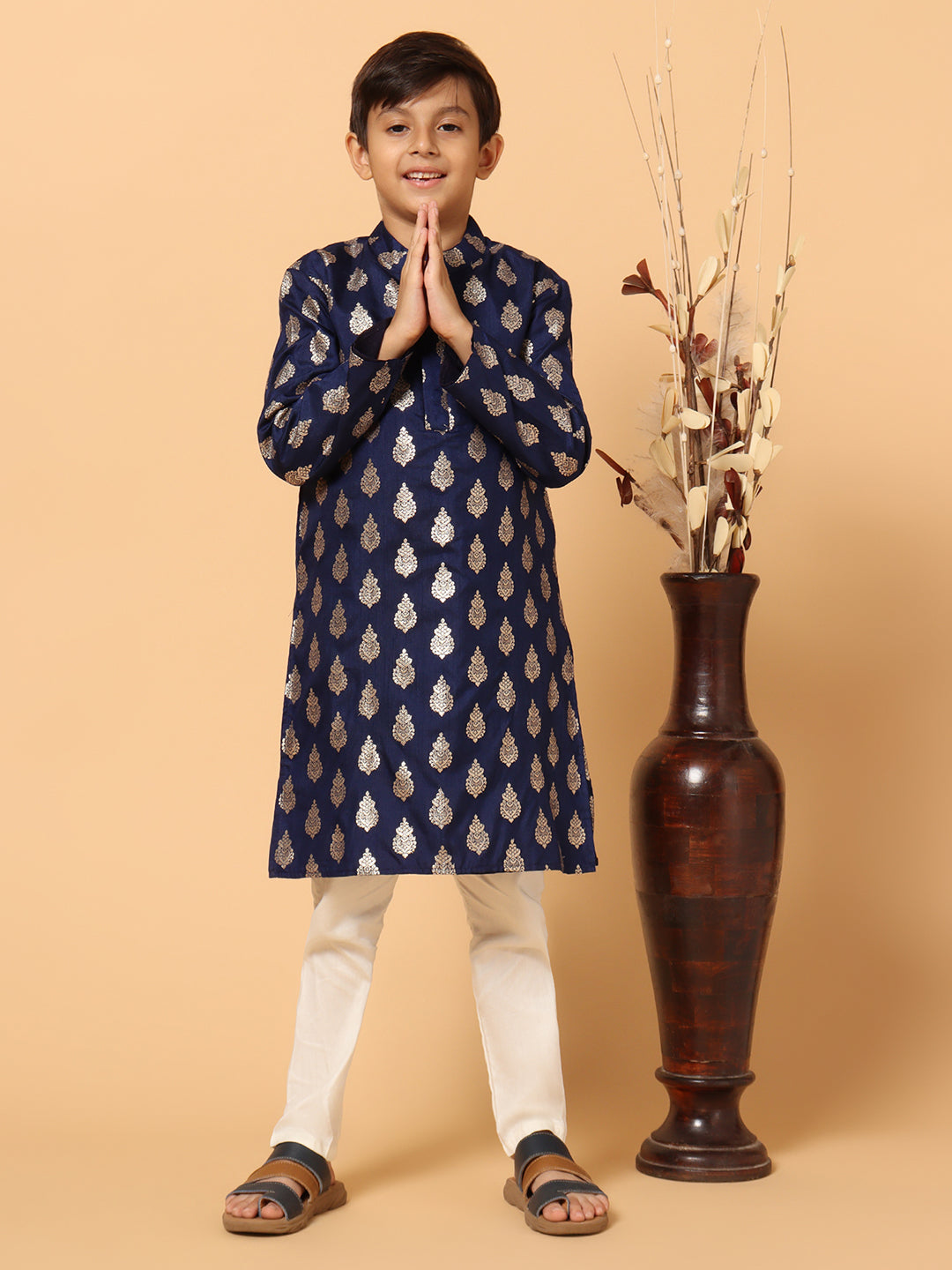 Piccolo Boys Blue Jama Print Kurta Pyjama set