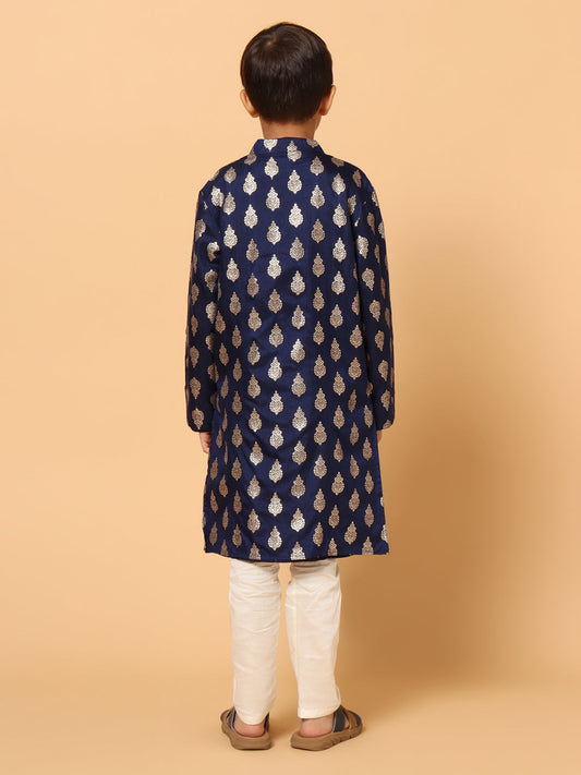 Piccolo Boys Blue Jama Print Kurta Pyjama set