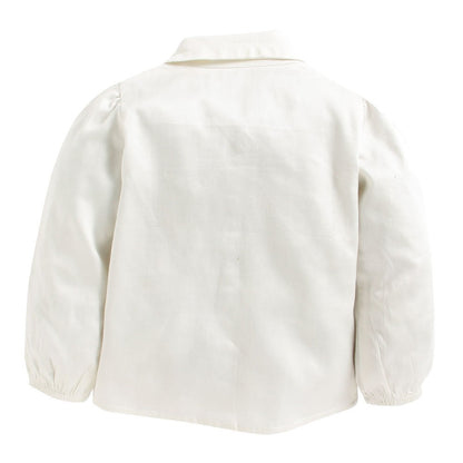 White Full Sleeve Top with Plated Skirt