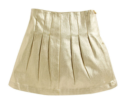 Girls Gold pleated skirt