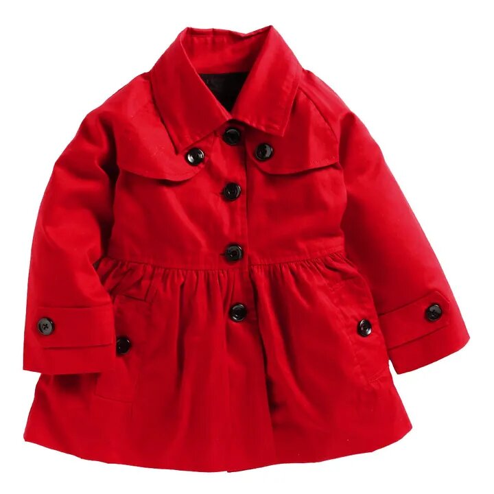 Collar Neck Solid Trench Coat with Attached Buttons - Red