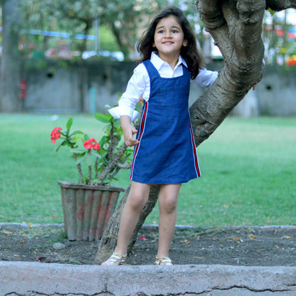 Denim Dungree With Shirt - Blue