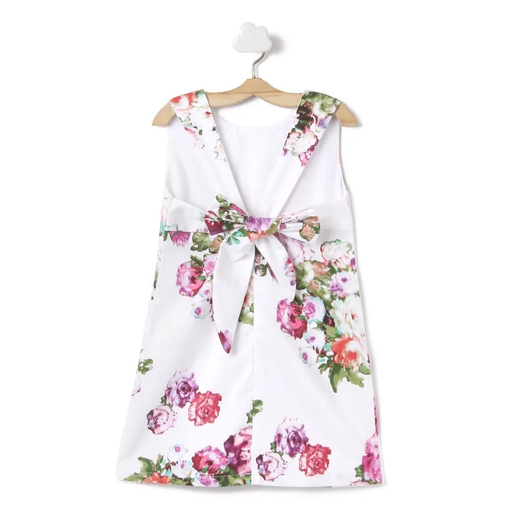 Floral Print Sleeveless Off White Dress