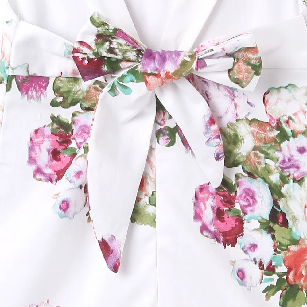 Floral Print Sleeveless Off White Dress