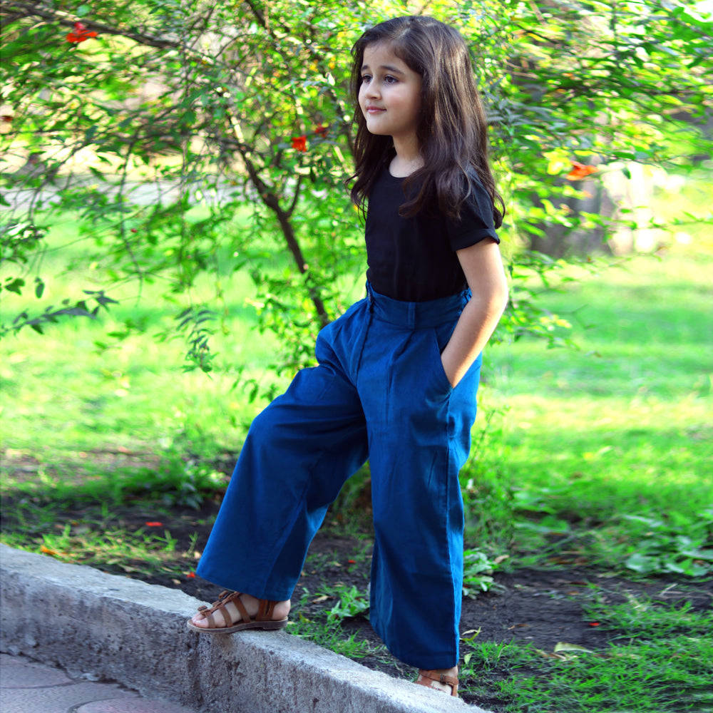 Teal Blue Half Sleeve Top And Palazzo Set