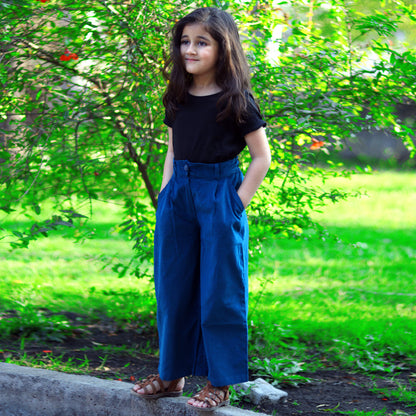 Teal Blue Half Sleeve Top And Palazzo Set