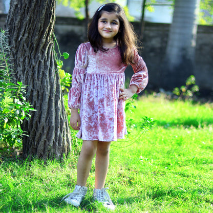 Pink Belbet Sleeves Dress