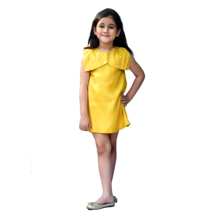 Yellow Frill Half Sleeve Dress