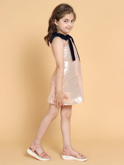Piccolo - Rose Gold Sequin Dress with Velvet Straps