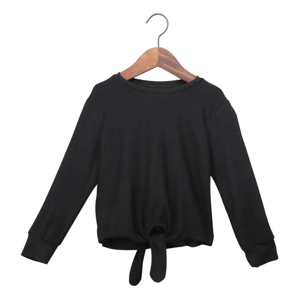 Hot Pink Foil Pleated Skirt With Balck Knot Full Sleeves Top