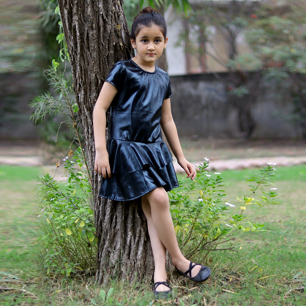 Faux Leather Layered Aysmmetric Dress