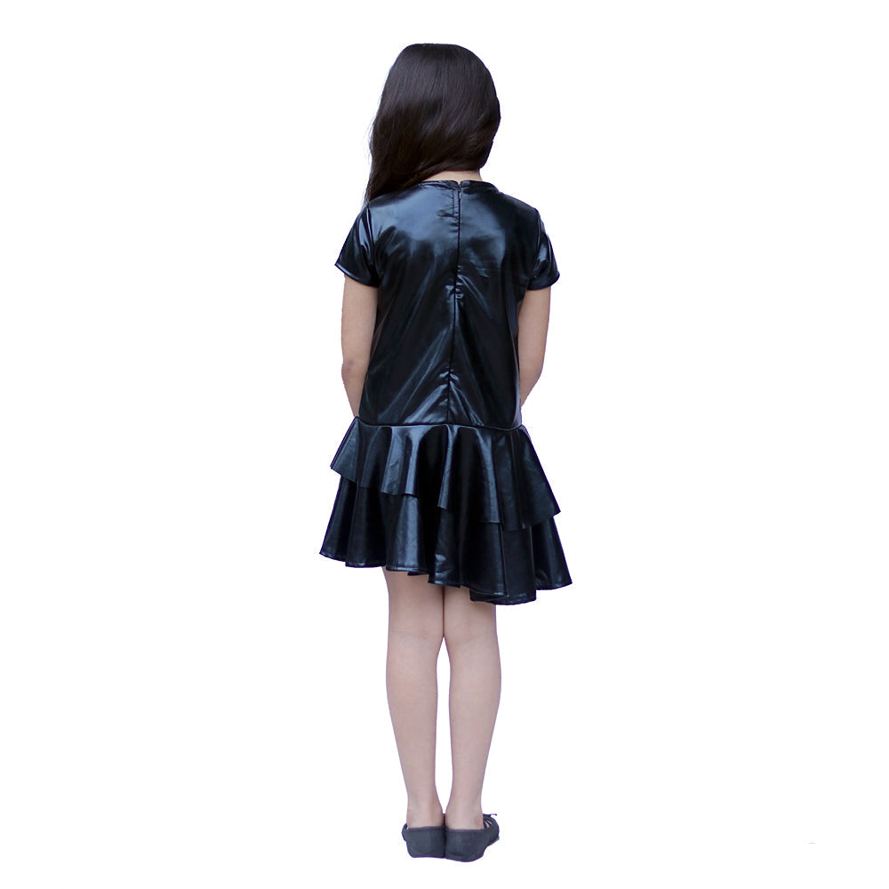 Faux Leather Layered Aysmmetric Dress