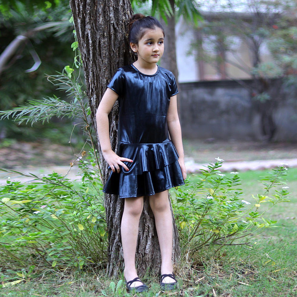 Faux Leather Layered Aysmmetric Dress