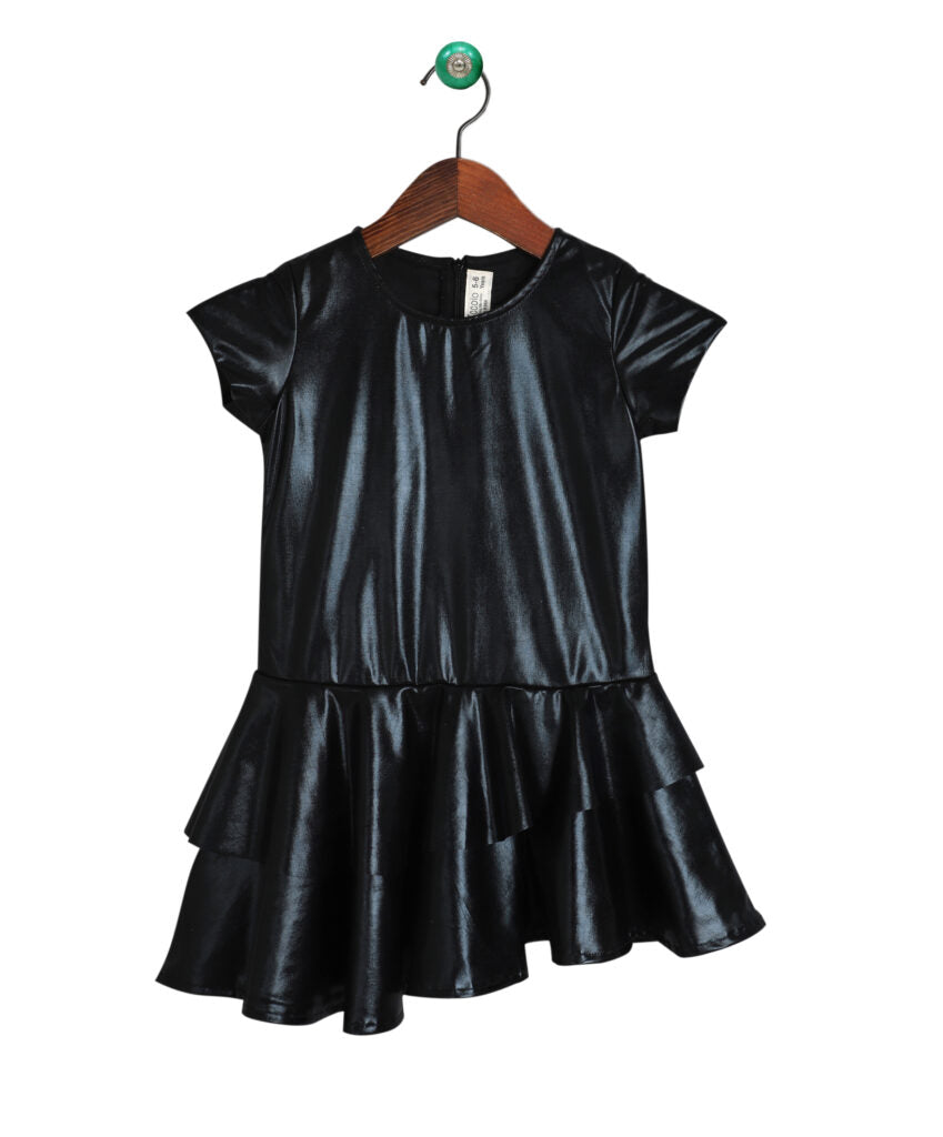 Faux Leather Layered Aysmmetric Dress