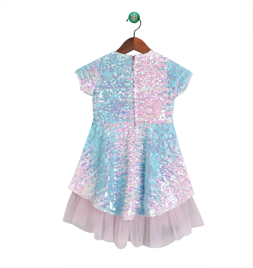 Sequin Asymmetrical Dress With Net