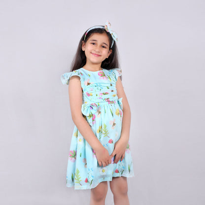 Green Floral Dress with Hairband