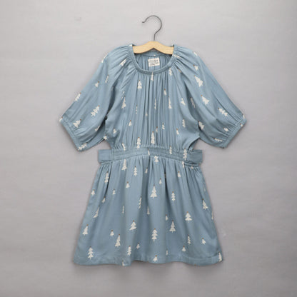 Green Full Sleeves All Over Printed Dress