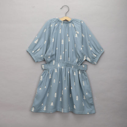 Green Full Sleeves All Over Printed Dress