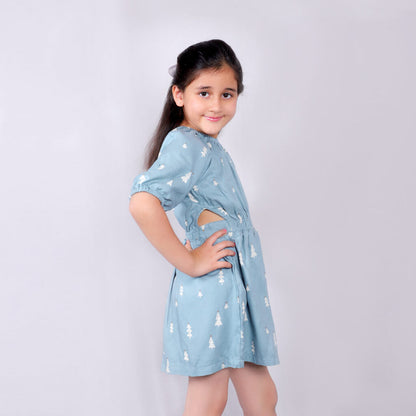 Green Full Sleeves All Over Printed Dress