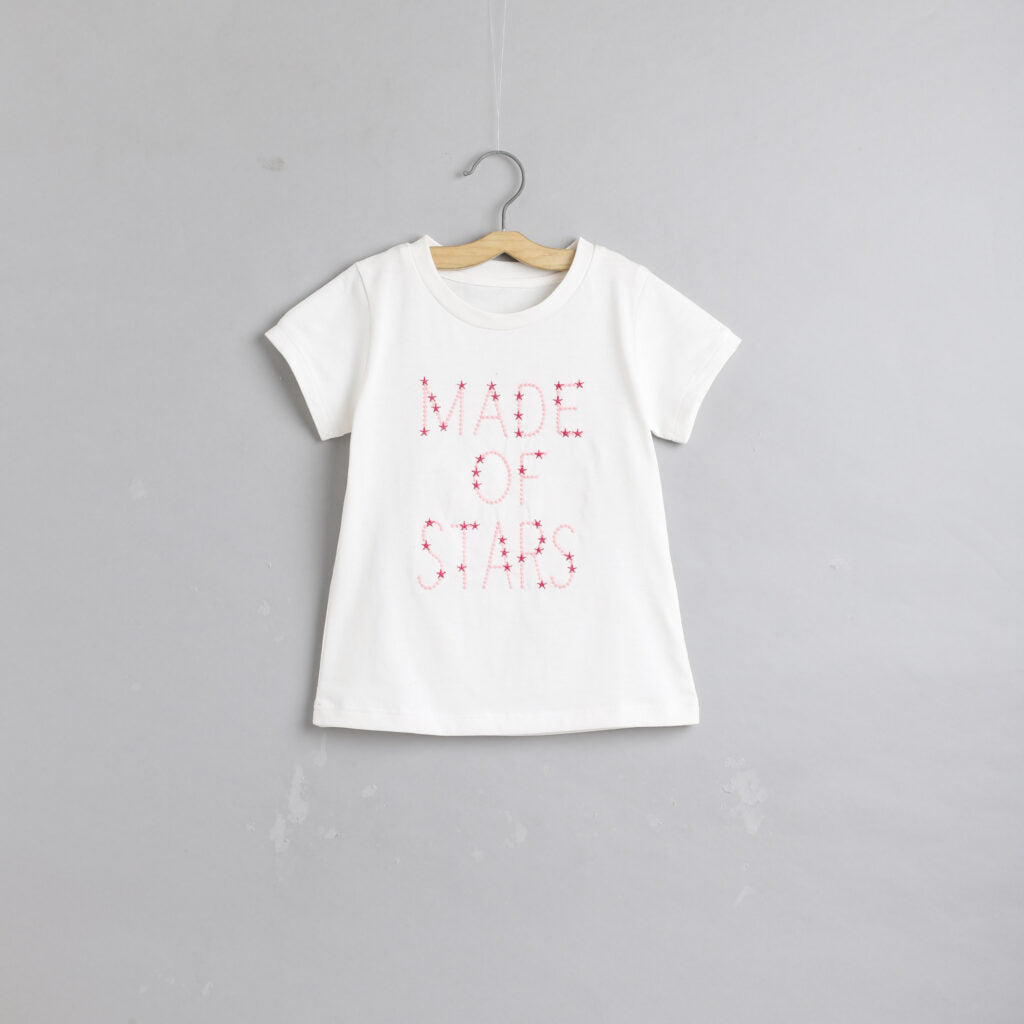 Pink Half Sleeves  Printed Top With Skirt Set