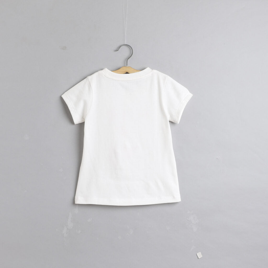 Pink Half Sleeves  Printed Top With Skirt Set