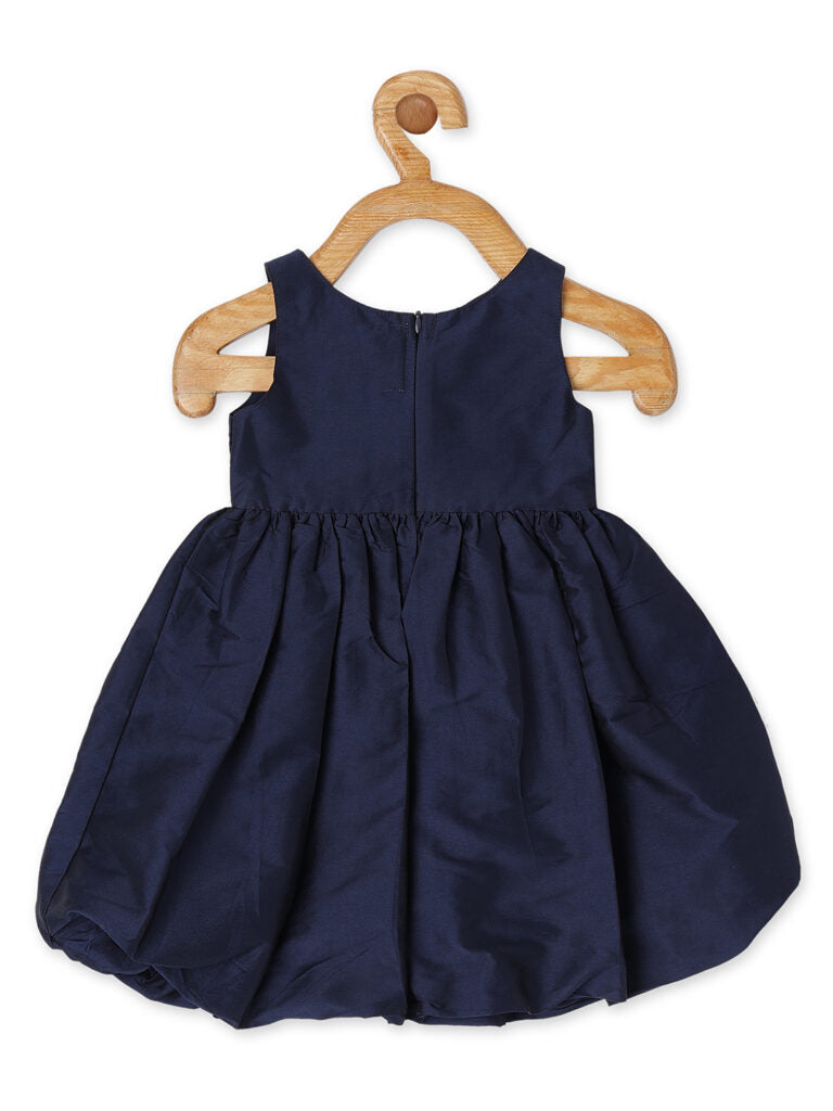 Piccolo - Sleeveless Dress With Bow Details- Navy Blue