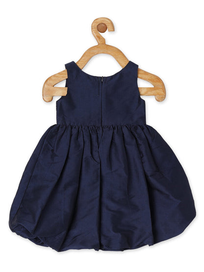 Piccolo - Sleeveless Dress With Bow Details- Navy Blue