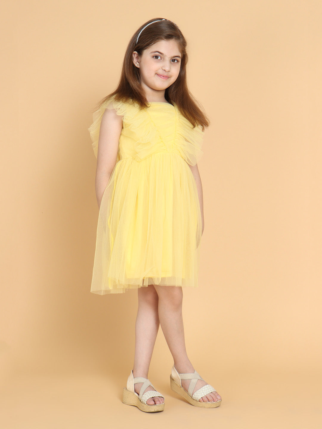 YELLOW PLEATED DRESS