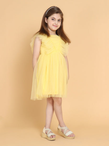 YELLOW PLEATED DRESS
