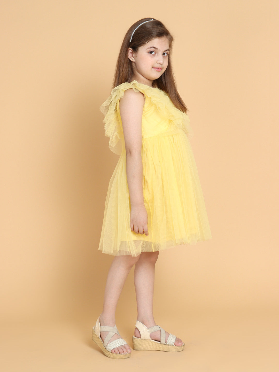 YELLOW PLEATED DRESS
