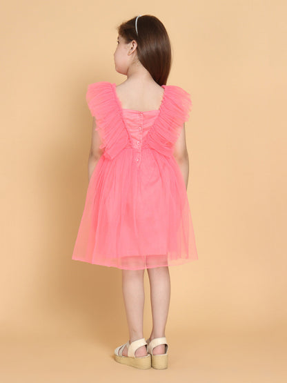 Peach-Coloured Net Dress
