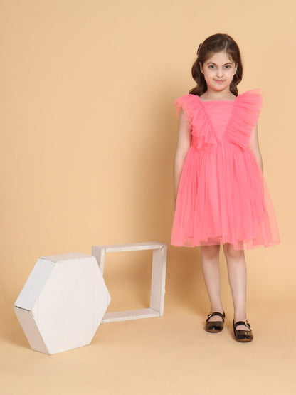 Peach-Coloured Net Dress