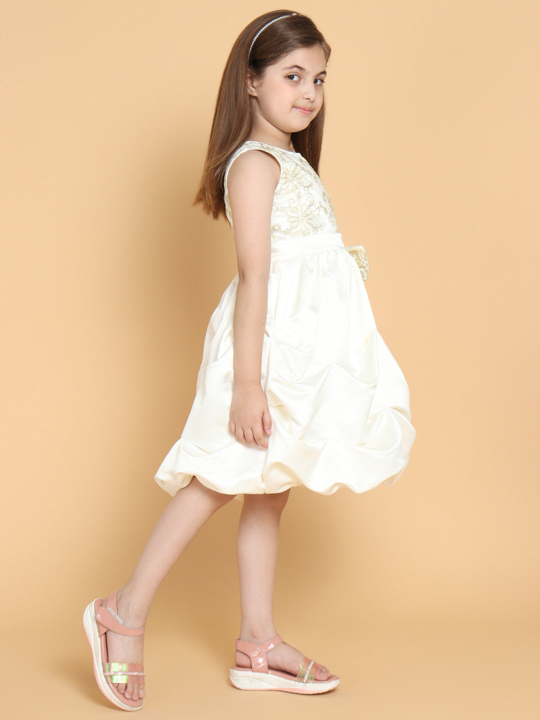 Piccolo -Off white Princess Gown with Tucks