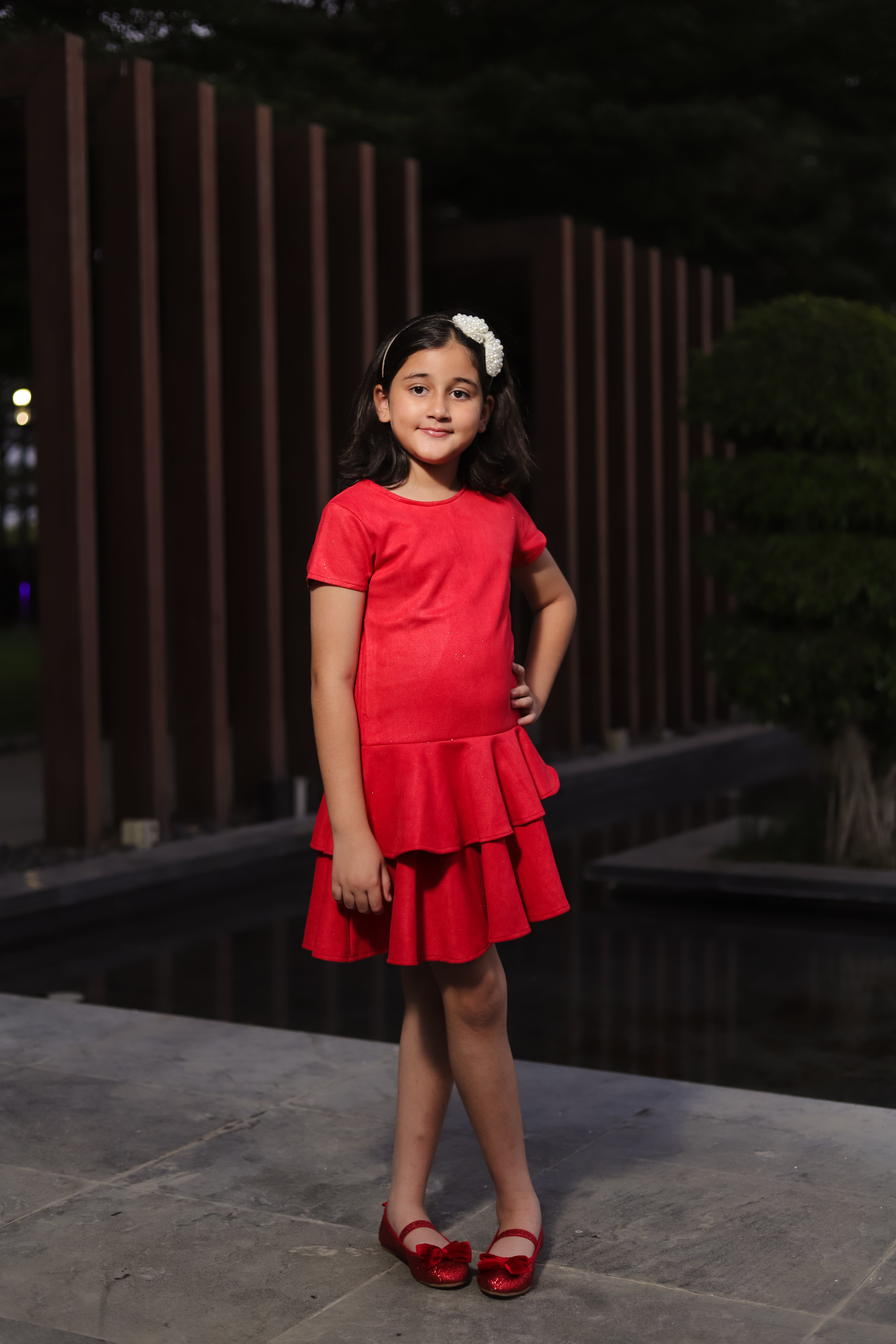Girls Piccolo- Suede Layered Dress