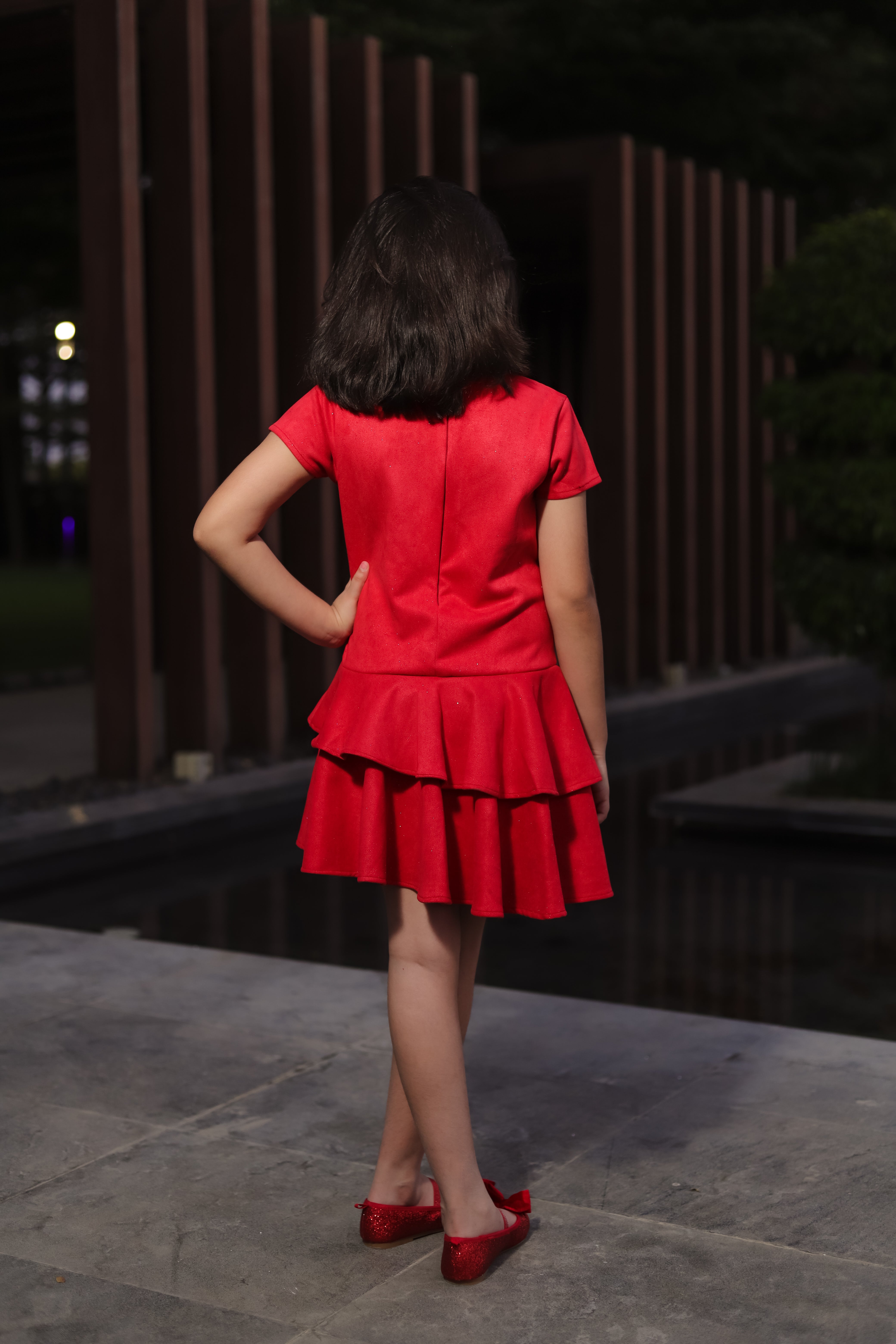 Girls Piccolo- Suede Layered Dress