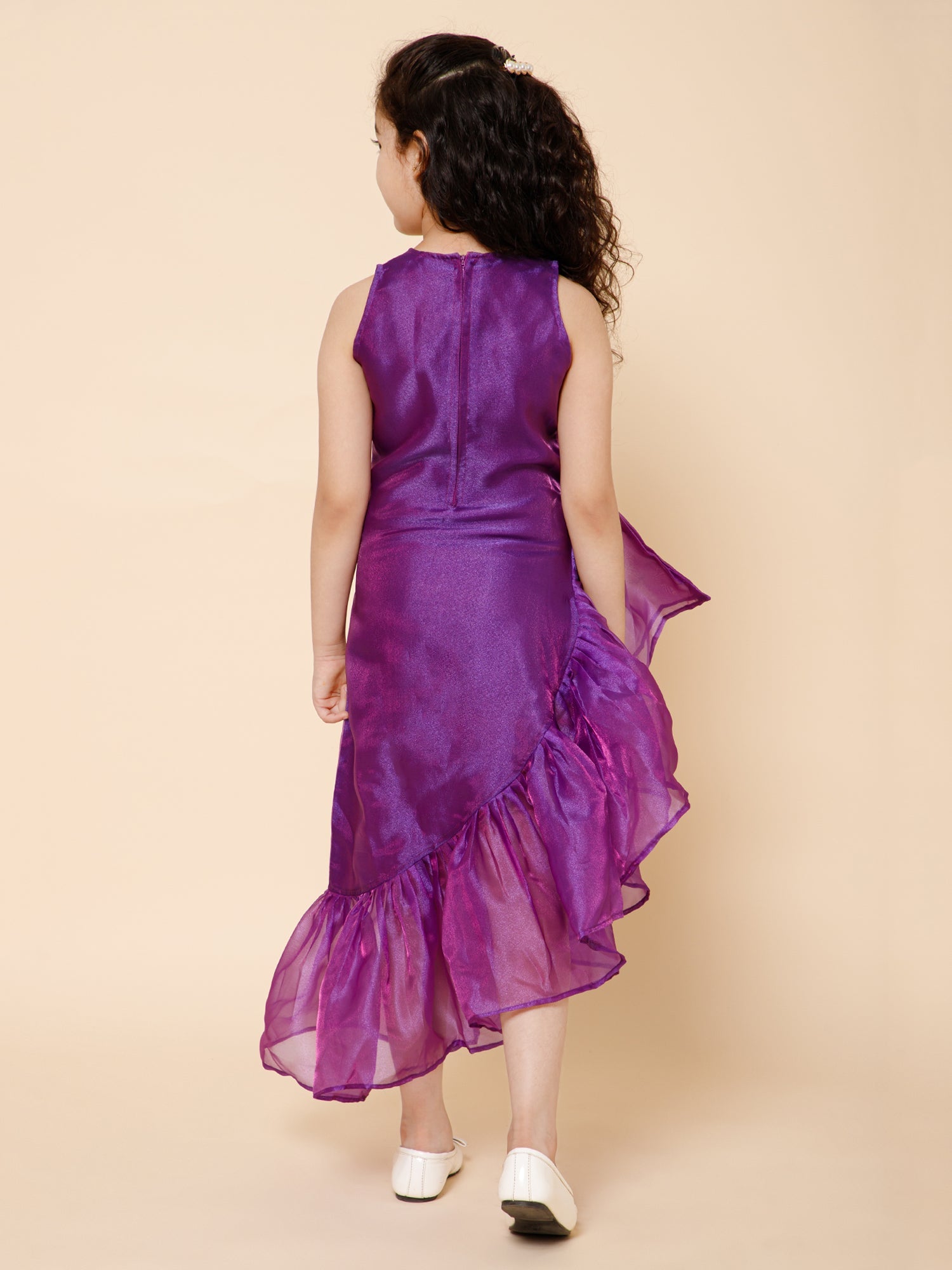 Piccolo-Ruffled Hem Long Dress-Purple