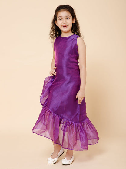 Piccolo-Ruffled Hem Long Dress-Purple