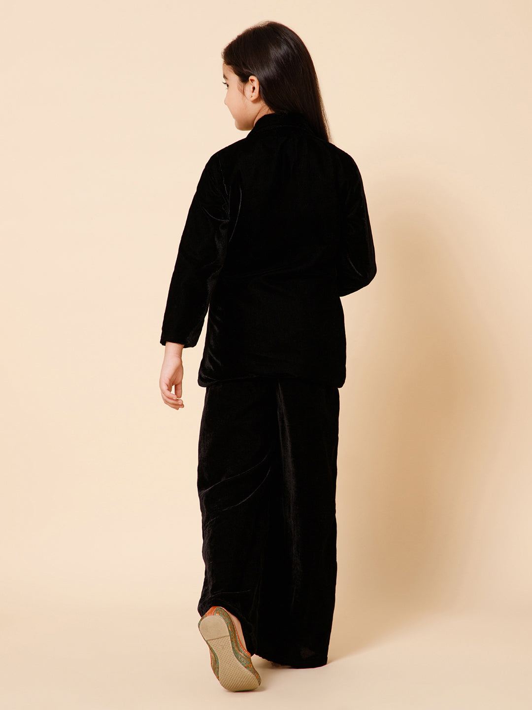 Girls Notched Lapel Collar Blazer With Trouser