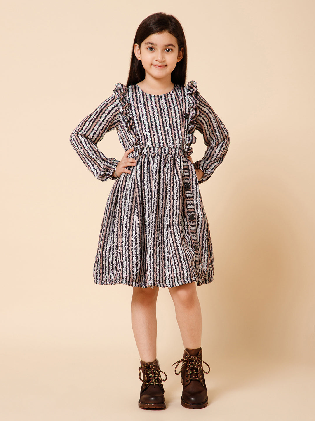 Striped Satin Fit &amp; Flare Dress