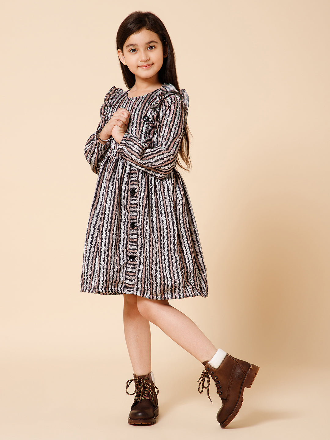 Striped Satin Fit & Flare Dress